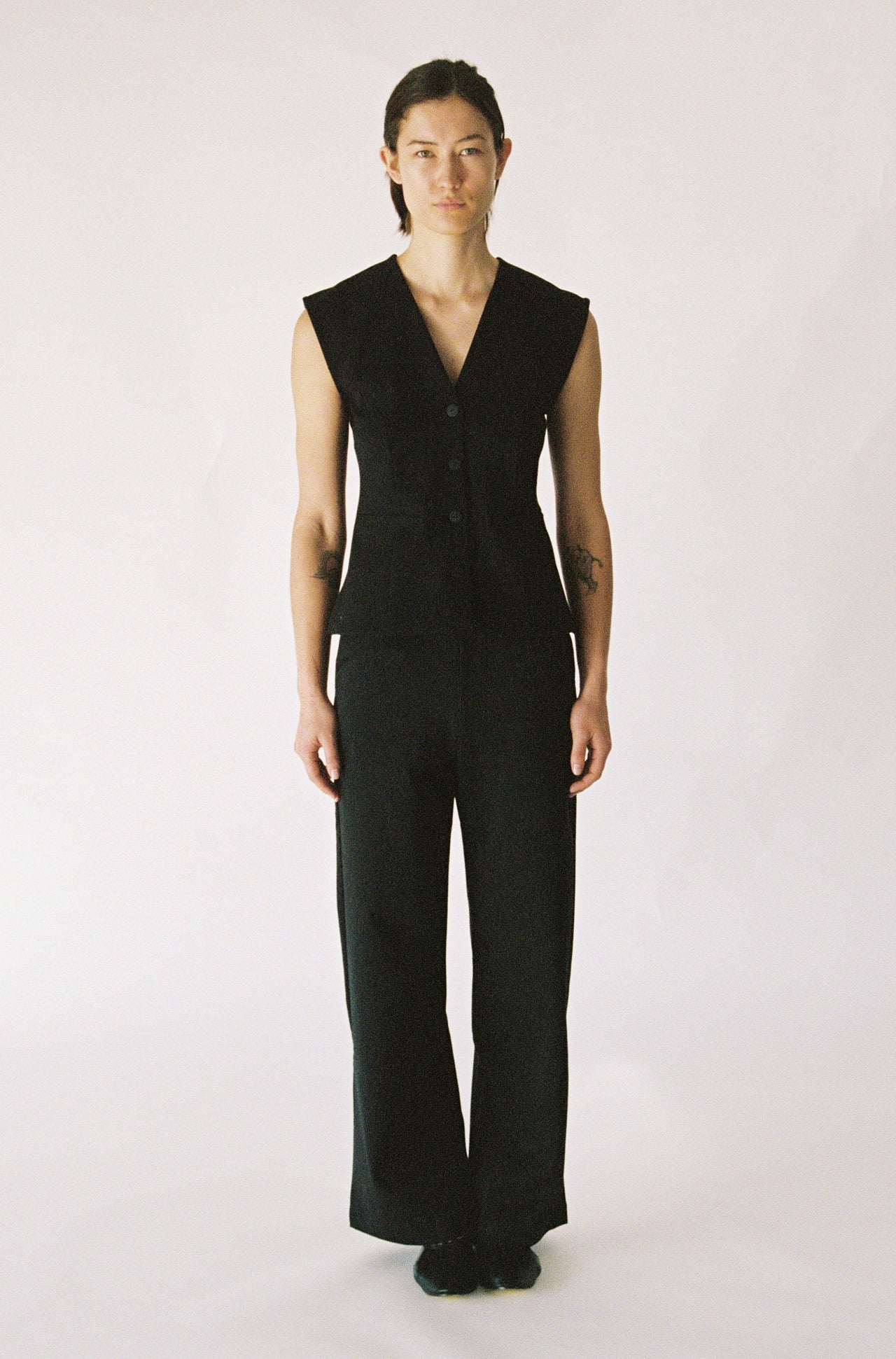 Black Tailored Knit Vest